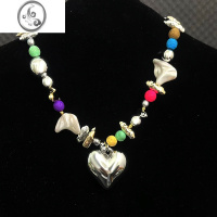 JiMi爱心彩色串珠项链女夏轻奢小众设计高级感嘻哈甜酷辣妹锁骨链潮流