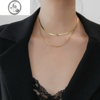 JiMi不掉色双层蛇骨链项链女夏轻奢小众冷淡风锁骨链设计感颈链情人节