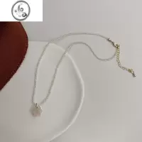 JiMi彩色水晶串珠花朵项链女双层叠戴夏季锁骨链小众设计感百搭脖颈链