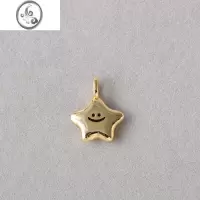 JiMiS925银银小星星项链微笑脸吊坠幸运表情diy单坠子 送女友生日礼物