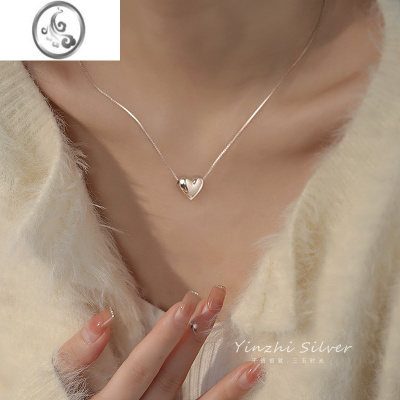 JiMiS925银饰爱心项链女小众设计感高级2023新款桃心形吊坠轻奢锁骨链