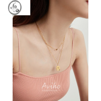 JiMi 挚爱永恒 小众卷边小方牌项链复古百搭ins风锁骨链不掉色