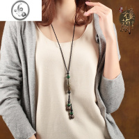 JiMi复古毛衣链长款简约百搭配饰民族风项链吊坠挂饰挂件大气装饰品女