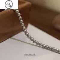 JiMi银灰色水晶珍珠项链高级感锁骨链时髦轻奢清冷风小众设计感气质女