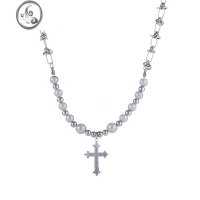 JiMi轻奢反光珍珠项链男款潮牌嘻哈小众设计高级感配饰锁骨链女