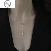 JiMi925银银项链女款轻奢小众2023新款银饰锁骨链V领高级感颈链