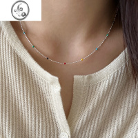 JiMi925银银泫雅风小众设计彩色圆珠项链女新款夏日ins珠珠锁骨链颈链