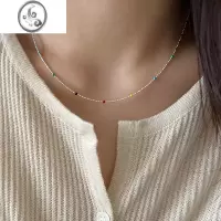 JiMi925银银泫雅风小众设计彩色圆珠项链女新款夏日ins珠珠锁骨链颈链