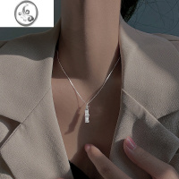 JiMi925银银猫眼石竹节项链小众设计感高级锁骨链2023年新款颈链