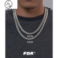 JiMiFDK原创古巴链项链男女潮钛钢欧美嘻哈小众夏季男生百搭情侣男士