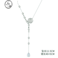 JiMi轻奢复古山茶花项链女高级感吊坠小众设计感花朵颈链气质锁骨链潮