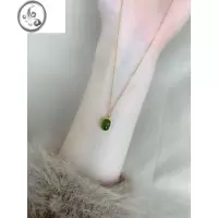 JiMi仿红胶花水晶碧玺貔貅吊坠项链时尚潮流显白锁骨链百搭颈链