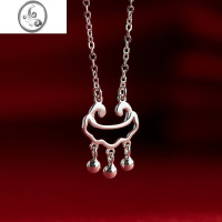 JiMi银银平安锁项链2023年新款女如意长命锁小吊坠轻奢小众配饰锁骨链