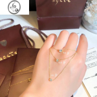 JiMi日系珠宝经典小钻单钻项链锁骨链百搭通体银银镀24k金高级不褪色