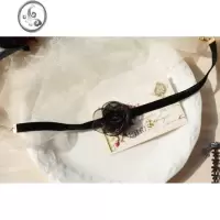 JiMi秋冬新款原创设计黑色丝绒花朵短款锁骨链项链仙气百搭choker颈带