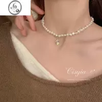 JiMi圆牌淡水珍珠项链女2023年新款潮轻奢小众高级感设计锁骨链女颈链