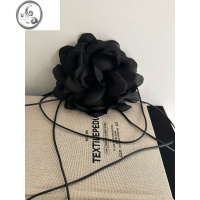 JiMi摇儿绕 复古法式时髦大丽狂花朵fa小香黑chocker项链系脖绑带颈链