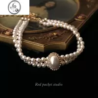 JiMi红口袋复古多层镶钻珍珠项链颈链新娘婚纱饰品小众轻奢礼服choker