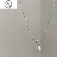 JiMi925银银淡水珍珠绳结项链女轻奢小众高级感锁骨链不掉色简约气质