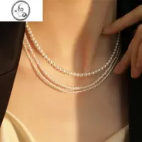 JiMi桑稚赵露思同款施家正圆无暇轻奢小众高级珍珠项链女2023新款