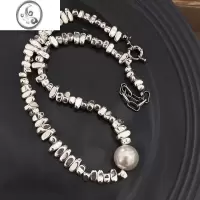 JiMiLJW 小众设计ins网红博主同款碎银子珍珠项链简约时髦感锁骨链女