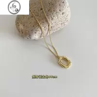 JiMi小众设计日韩925银银镀金色个性简约椭圆甜甜圈锁骨链女项链ins潮