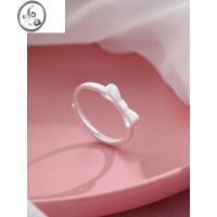 JiMi925银银少女蝴蝶结戒指 小众设计感甜美小清新素圈指环食指戒