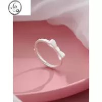 JiMi925银银少女蝴蝶结戒指 小众设计感甜美小清新素圈指环食指戒