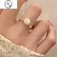 JiMi山茶花戒指女开口可调节小众设计高级感锆石食指戒2023年新款潮