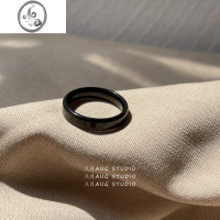 JiMi八月AUG潮酷ins风情侣黑色钛钢戒指男女百搭中食指环不易掉色个性