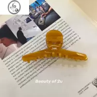 JiMi韩国France金标焦糖奶茶鱼尾抓夹ins简约气质盘发鲨鱼夹发饰大号