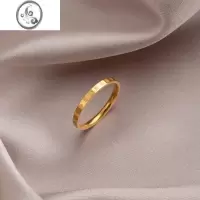 JiMi钛钢爱心满圈戒指女小众设计高级感不掉色轻奢时尚个性素圈食指戒