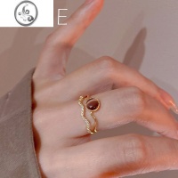 JiMi[SIYUE]法式复古宫廷猫眼石戒指女时尚个性锆石双层小众开口戒