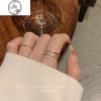 JiMi显手细~高级感轻奢贝母双层素圈戒指女ins小众设计开口指环气质潮
