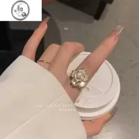 JiMi法式温柔~山茶花戒指女ins高级感小众设计轻奢小香风指环开口复古