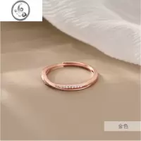 JiMi925银银线条戒指日系简约交叉指环气质排钻食指戒冷淡风