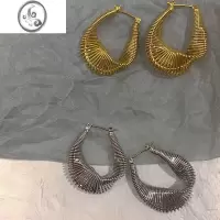 JiMi欧美极简冷淡风小众设计个性褶皱扭曲空间线条弹簧耳环ins风耳钉