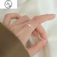 JiMis925银银珍珠戒指小众轻奢高级感尾戒女食指戒开口戒素圈