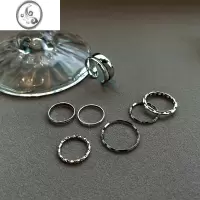JiMi欧美素圈戒指七件套女高级感网红食指环冷淡风时尚尾戒套装组合男