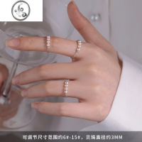 JiMi[]925银银珍珠戒指素圈女食指戒指环夏小众设计感开口尾戒