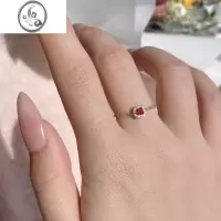 JiMi[很多星星]粉色锆石软链条戒指女精致轻奢指环可调节小众饰品潮