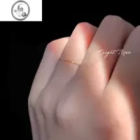 JiMi巨细!0.5mm!14k包金食指戒尾戒不掉色银银链条戒指钛钢素圈指环