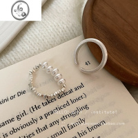 JiMi巴洛克珍珠开口戒指女秋冬轻奢高级感小众设计拉丝金属套装食指戒