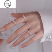 JiMi925银银珍珠戒指素圈女食指戒指环夏小众设计感开口尾戒