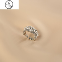 JiMi珍珠戒指女小众设计高级感复古食指戒时尚个性开口可调节指环