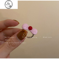 JiMi蝴蝶结爱心月光石开口戒指女夏小众设计食指戒时尚个性可调节指环