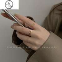 JiMi金色素圈四件套戒指女时尚个性ins小众设计感轻奢食指戒百搭指环