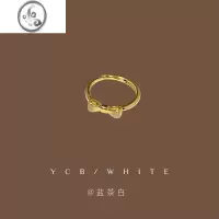 JiMi「在逃大小姐」轻奢高级感金色蝴蝶结戒指甜美可爱小众感设计指环