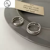 JiMi冷淡风高级开口可调节两件套戒指女ins潮小众设计指环简约食指戒