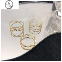 JiMi3只装戒指~小众ins冷淡风组合叠戴指环女交叉素圈极细显瘦食指戒